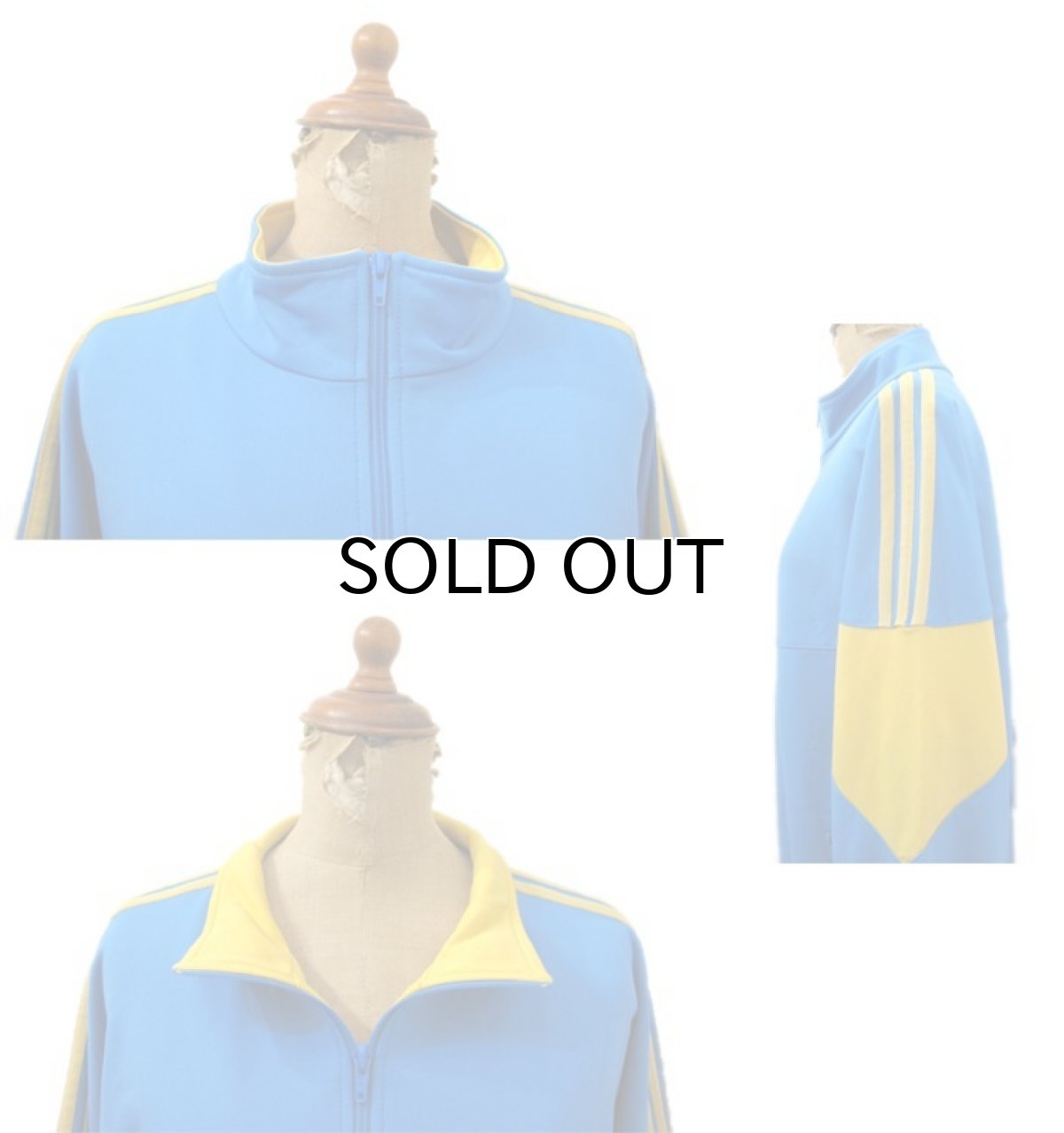 画像2: 1980's "adidas" Jersey Jog Top's made in West Germany Sax Blue / Yellow size L  (表記 52) (2)