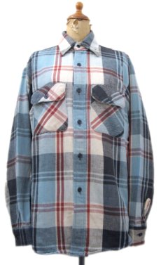 画像1: 1980's "BIG MIKE" Heavy Flannel Check Shirts -made in U.S.A-　Sax Blue　size M (表記 M 15-15 1/2) (1)