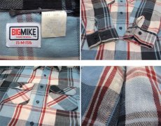 画像4: 1980's "BIG MIKE" Heavy Flannel Check Shirts -made in U.S.A-　Sax Blue　size M (表記 M 15-15 1/2) (4)