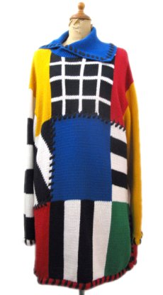 画像1: 1990's "I.B Diffusion" Design Cotton Knit　Multi Color　si ze L - XL (表記 M) (1)