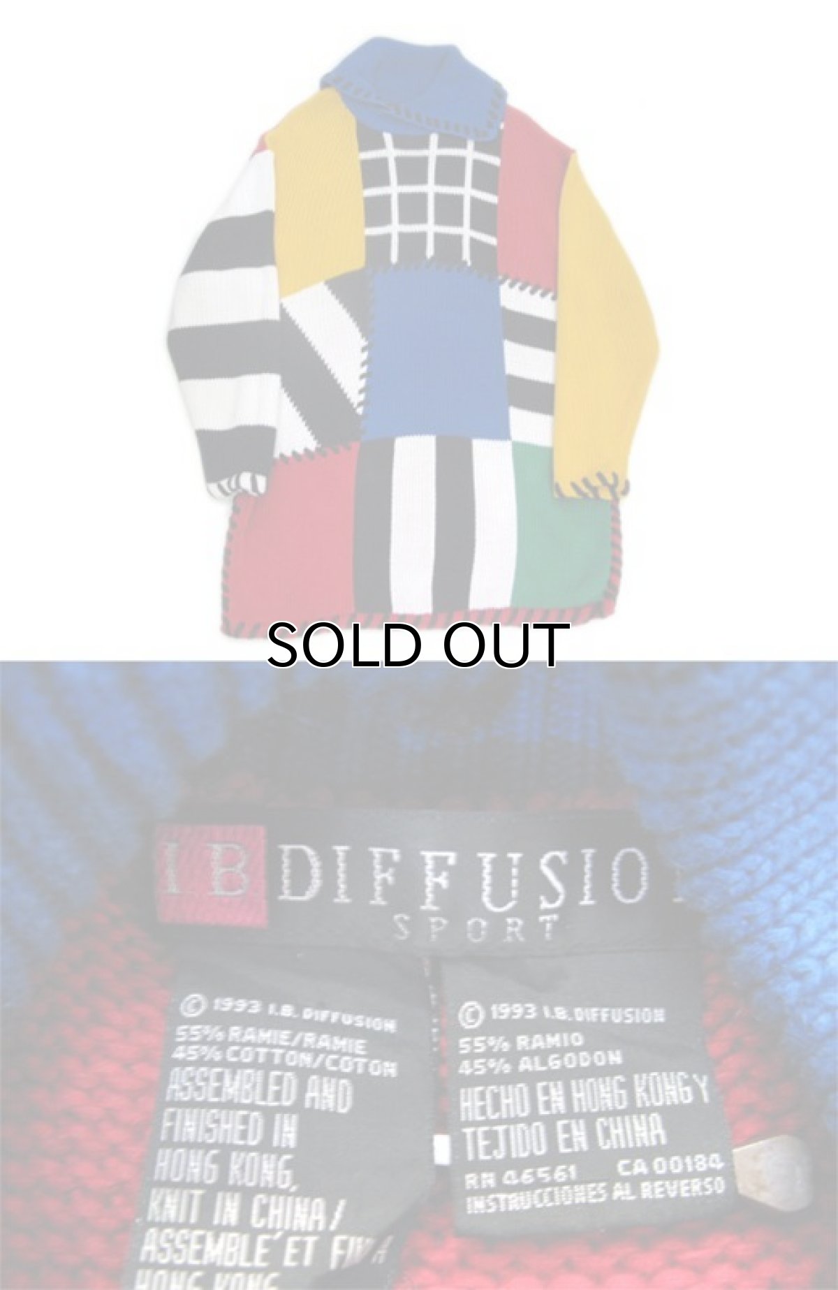 画像4: 1990's "I.B Diffusion" Design Cotton Knit　Multi Color　si ze L - XL (表記 M) (4)