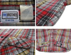 画像4: 1980's "FIVE BROTHER" Heavy Flannel Check Shirts -made in U.S.A-　RED　size M (表記 M 15 - 15 1/2) (4)