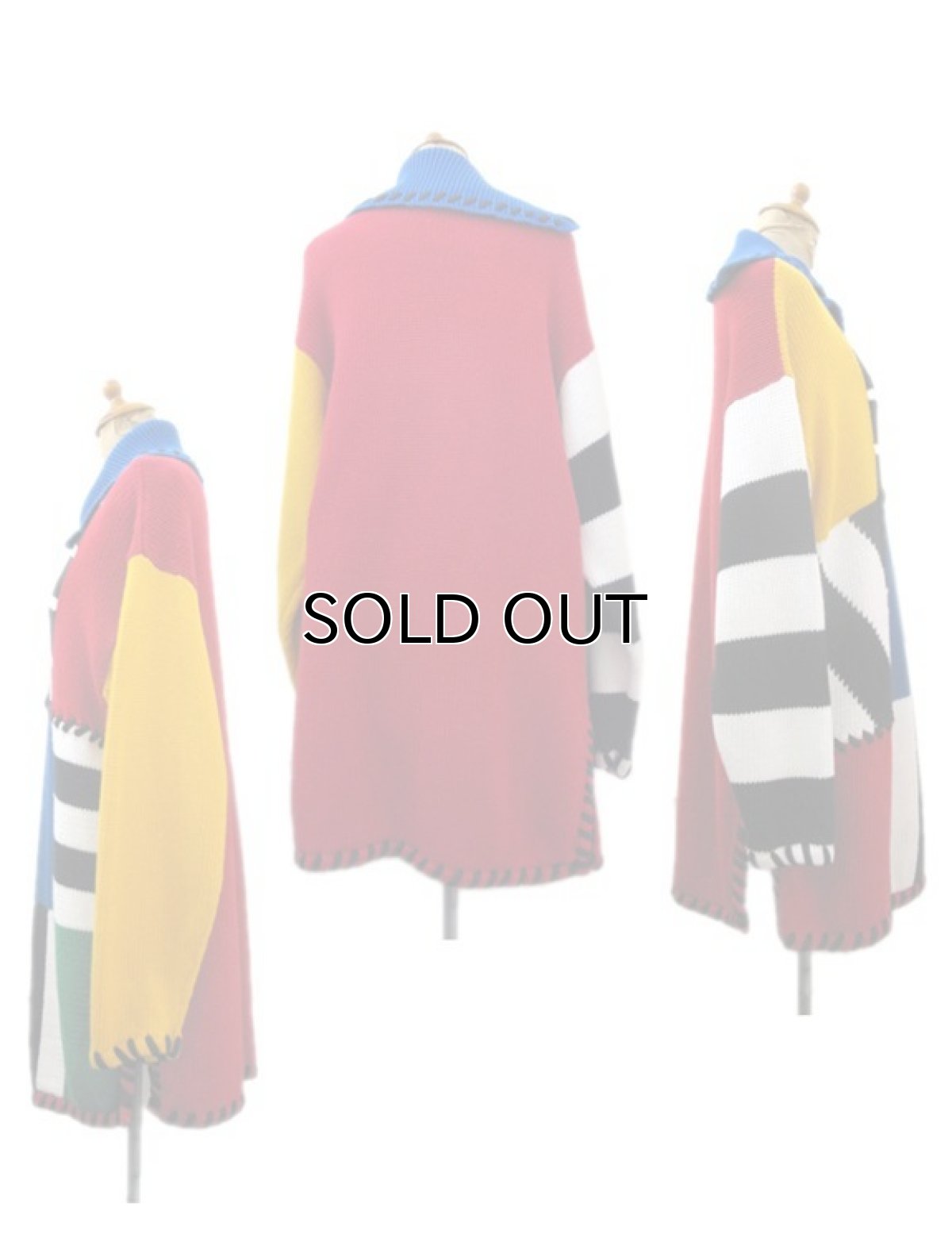 画像2: 1990's "I.B Diffusion" Design Cotton Knit　Multi Color　si ze L - XL (表記 M) (2)