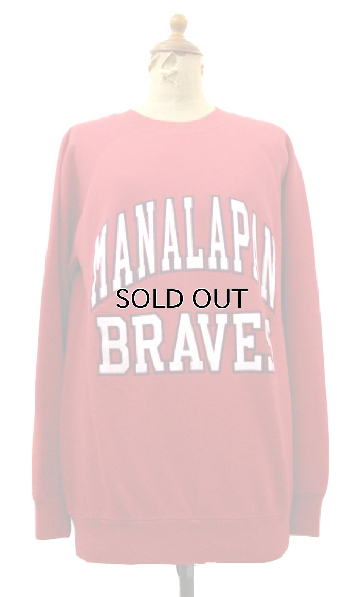 画像1: 1990's Hanes "MANALAPAN BRAVES" Sweat Shirts made in USA　RED　size S (表記 M 38-40) (1)