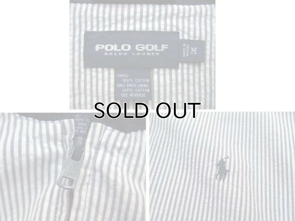画像3: POLO GOLF "Ralph Lauren" Seersucker Zip Up Jacket　White / Grey Navy　size M - L (表記 M) (3)