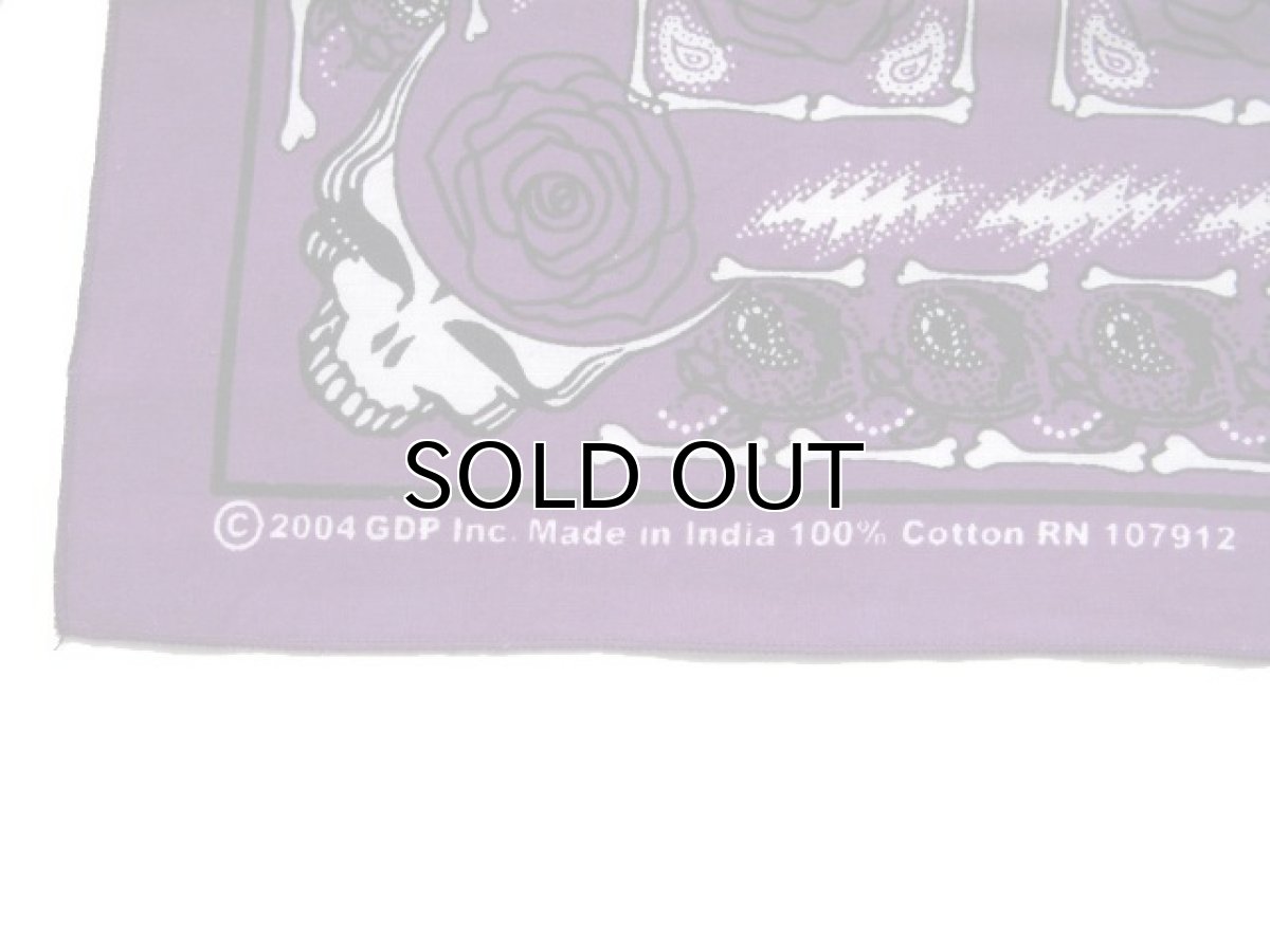 画像2: Grateful Dead Bandana "Rose"　Purple　55cm x 55cm (2)
