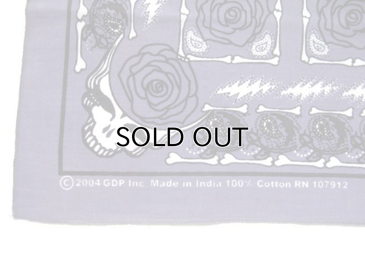 画像2: Grateful Dead Bandana "Rose"　Grey　55cm x 55cm (2)