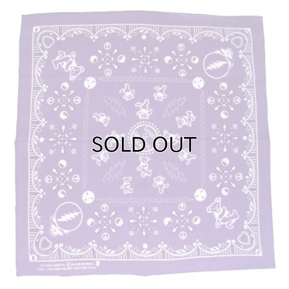 画像1: Grateful Dead Bandana "Bear"　Purple　55cm x 55cm (1)