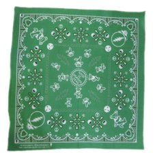 画像1: Grateful Dead Bandana "Bear"　Green　55cm x 55cm (1)