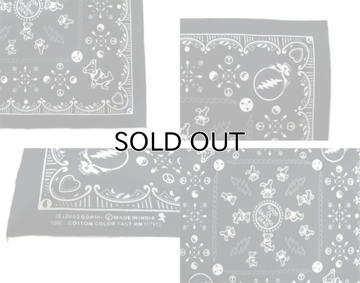 画像2: Grateful Dead Bandana "Bear"　Black　55cm x 55cm (2)