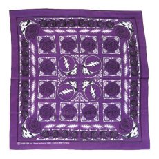 画像1: Grateful Dead Bandana "Rose"　Purple　55cm x 55cm (1)