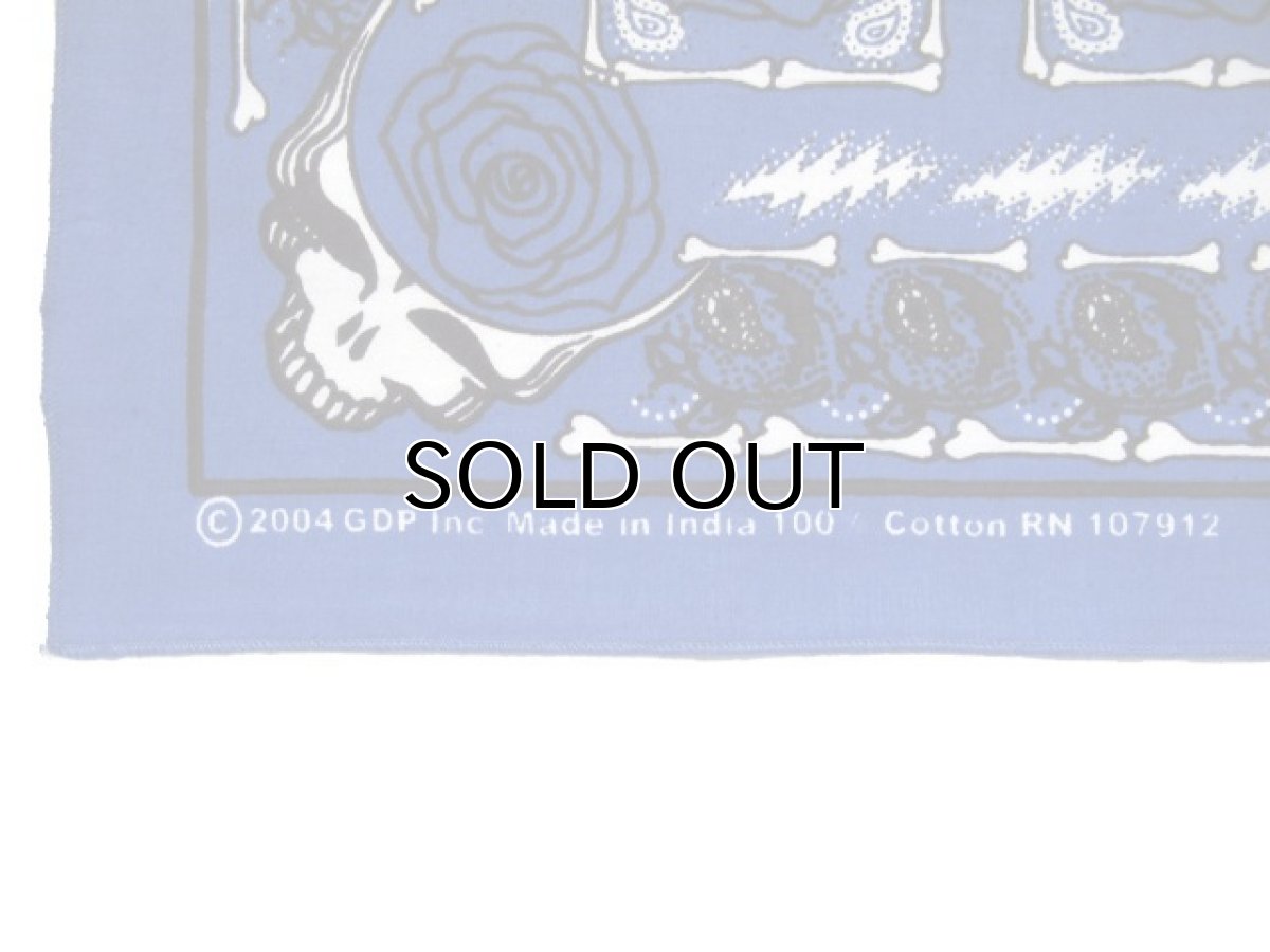画像2: Grateful Dead Bandana "Rose"　Blue　55cm x 55cm (2)