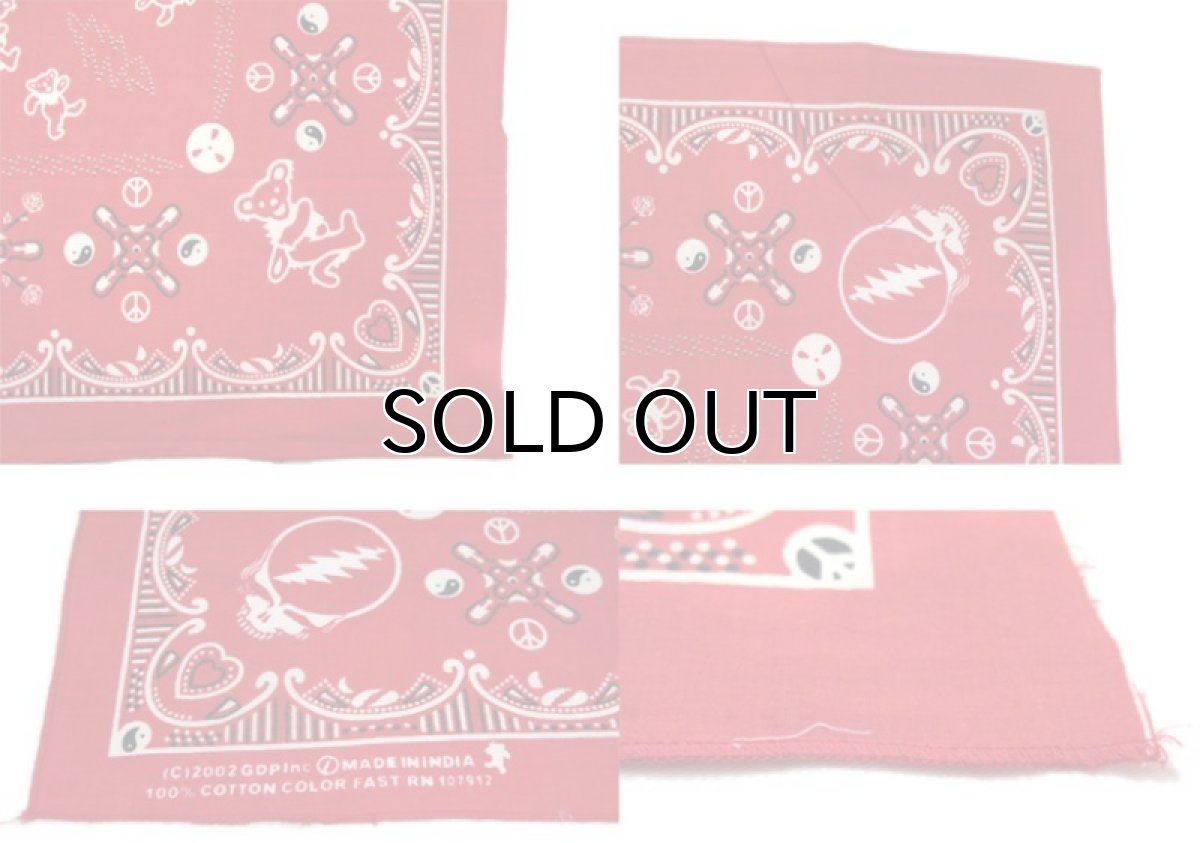 画像2: Grateful Dead Bandana "Bear"　Red　55cm x 55cm (2)