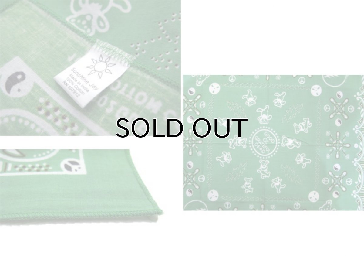 画像2: Grateful Dead Bandana "Bear"　Green　55cm x 55cm (2)