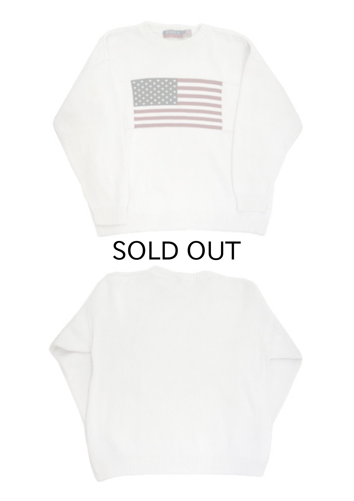 画像3: "FOCUS AMERICA" U.S. Flag Cotton Knit　White　size L (表記 L) (3)