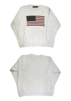 画像3: "FOCUS AMERICA" U.S. Flag Cotton Knit　White　size L (表記 L) (3)