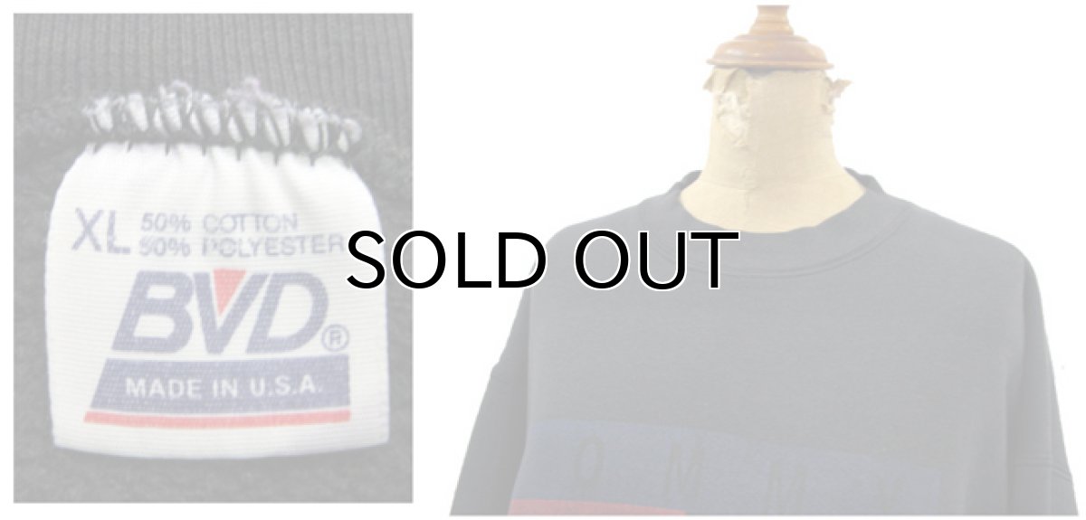 画像4: 1980's~ BVD Crew Neck Print Sweat Shirts BLACK size L (表記 XL) (4)