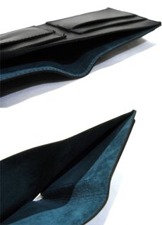 画像4: "JUTTA NEUMANN" Leather Wallet with Change Purse  color : Black / Emerald 二つ折り財布 (4)