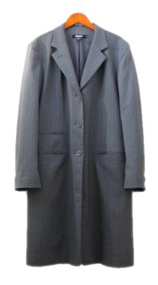 画像1: DKNY -Danna Karan New York- Harf Length Coat　Grey Stripe　size M (表記 12) (1)