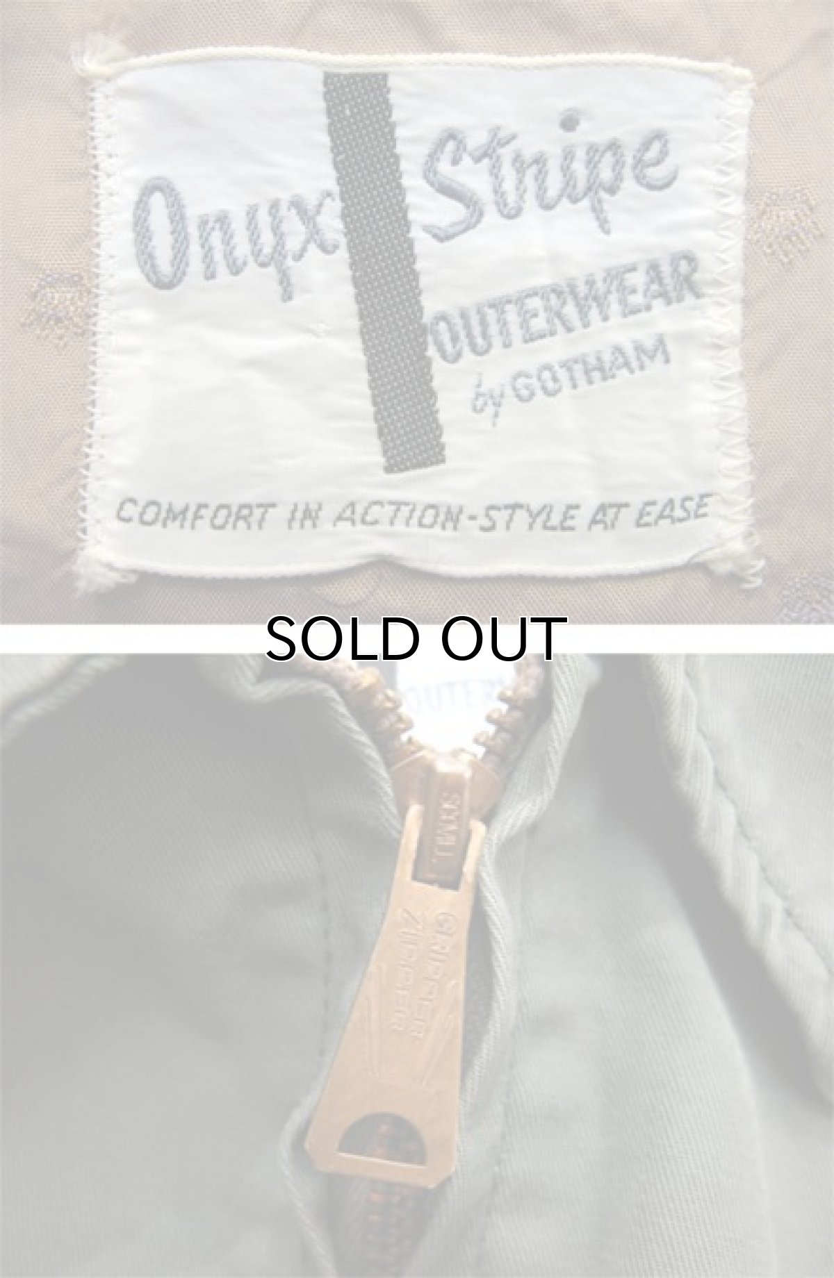 画像3: 1960's "Onyx Stripe by GOTHAM" Zip Up Cotton Jacket　OLIVE　size M - L (表記 不明) (3)