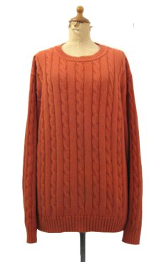 画像1: "L.L. Bean" Cotton Cable Sweater　Orange　size L-XL (表記 XL) (1)