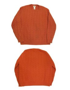 画像5: "L.L. Bean" Cotton Cable Sweater　Orange　size L-XL (表記 XL) (5)