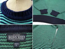 画像3: 1990's "LANDS' END" Pullover Cotton Sweater  made in U.S.A.　Green / Navy　size L-XL (表記 L) (3)