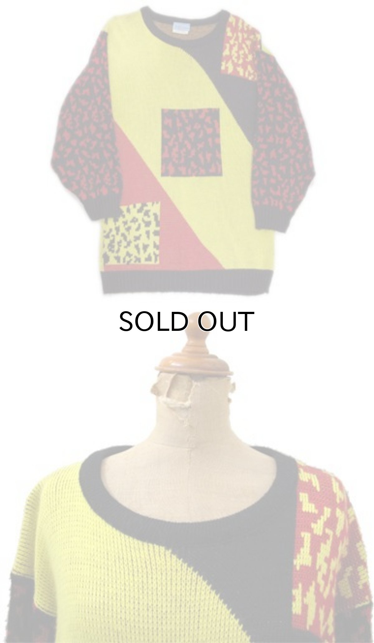 画像3: 1990's Tuffi-Lynn Design Acrylic Knit -made in U.S.A- Yellow / Red / Black size L (表記 不明) (3)