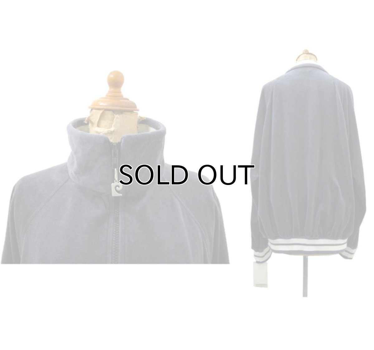 画像2: 1980's Pierre Cardin Velour Zip Up Jacket Charcoal Grey size L (表記 L) (2)