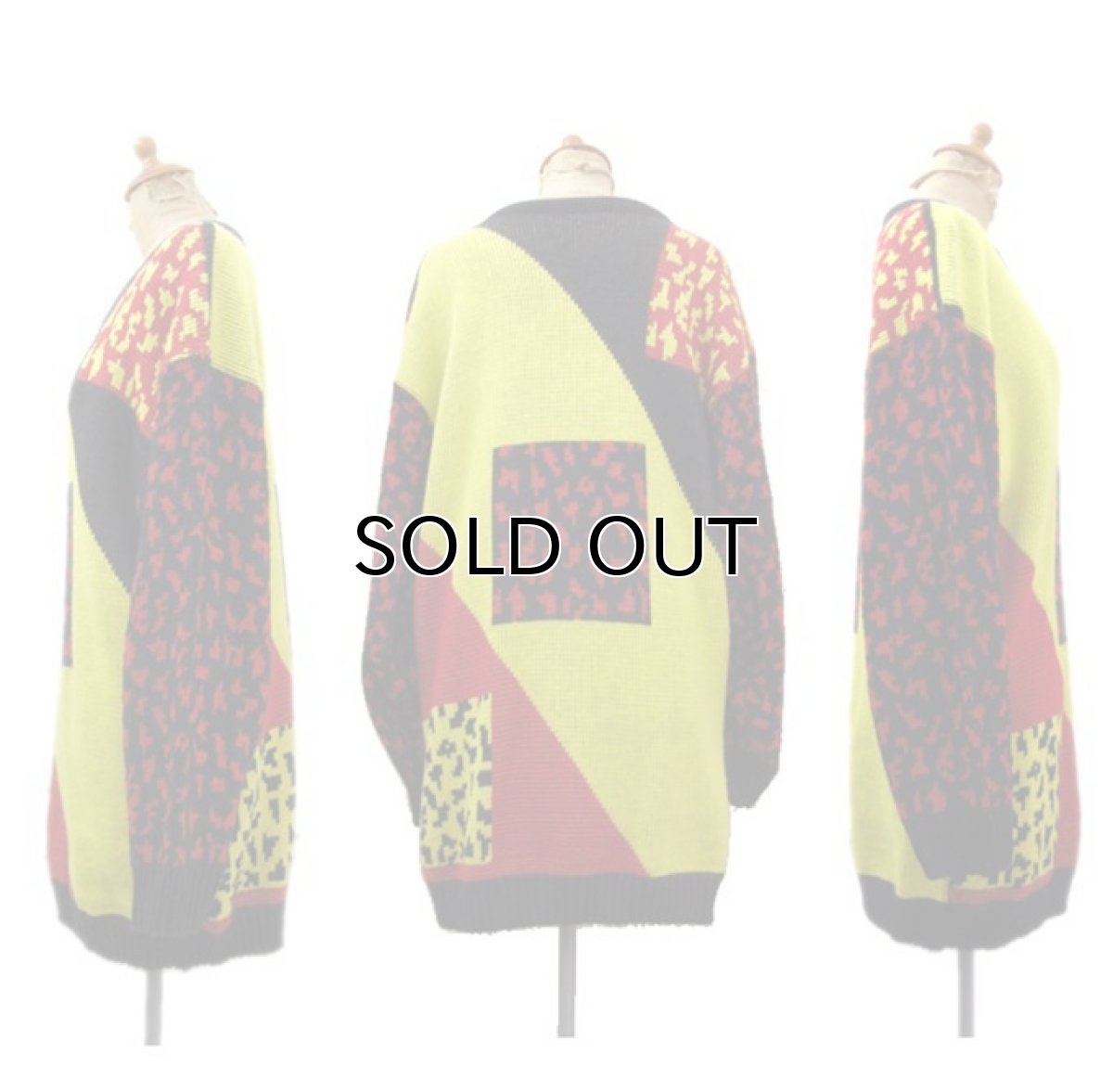 画像2: 1990's Tuffi-Lynn Design Acrylic Knit -made in U.S.A- Yellow / Red / Black size L (表記 不明) (2)