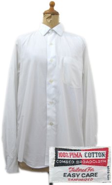 画像1: 1960's "Hampton Industries" L/S Broad Shirts　White　size S (表記 14) (1)