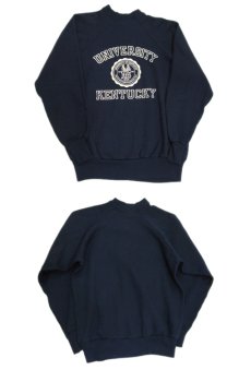 画像4: 1980's Velva Sheen "UNIVERSITY KENTUCKY"  Flocky Print Sweat Shirts -made in USA-　NAVY　size S (表記 M) (4)