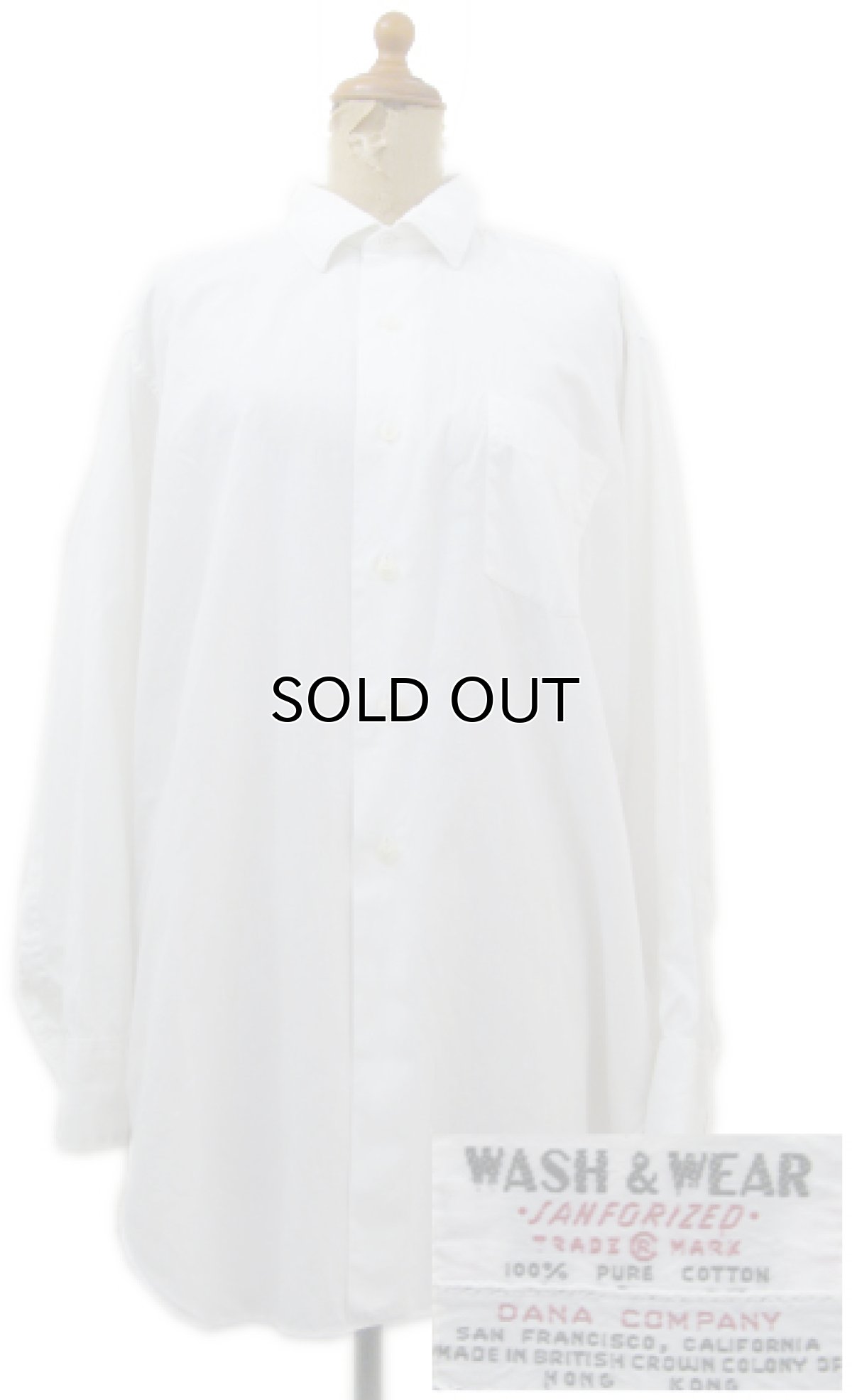 画像1: 1960's~ "Dana Company" L/S Cotton Shirts　White　size M - L (表記 15 1/2) (1)