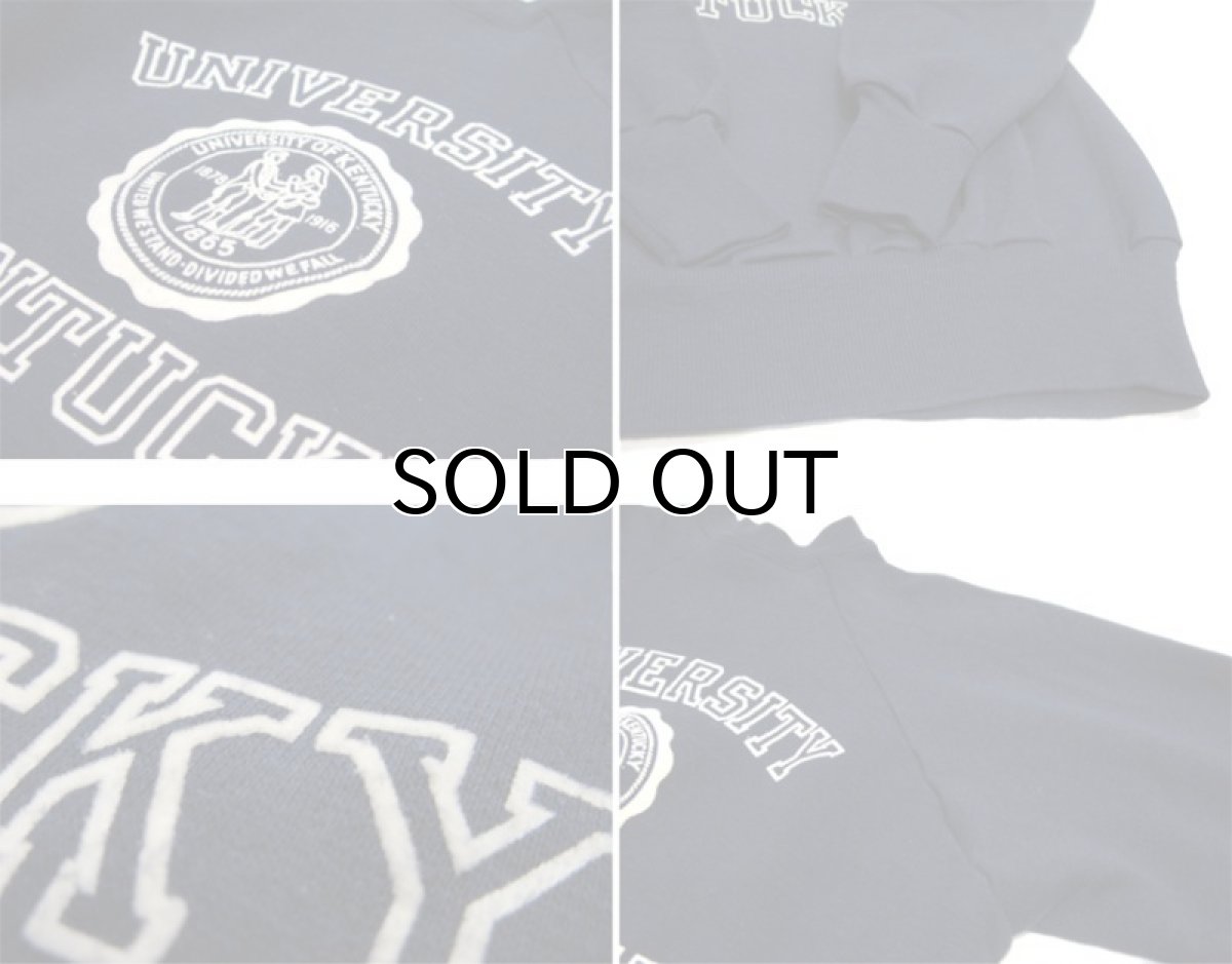 画像3: 1980's Velva Sheen "UNIVERSITY KENTUCKY"  Flocky Print Sweat Shirts -made in USA- NAVY size S (表記 M) (3)