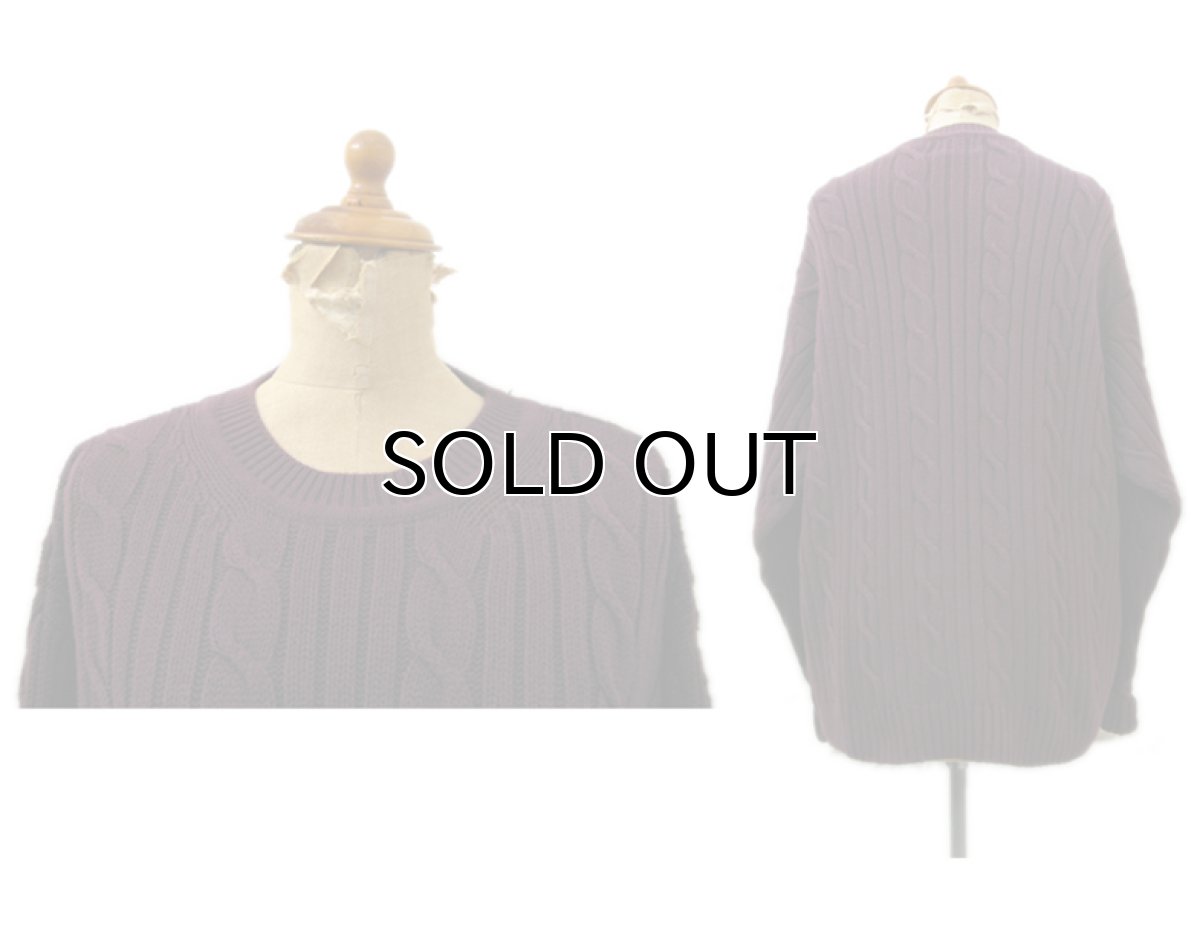 画像2: "DOCKERS-Levi's" Crew Neck Cable Cotton Knit　Burgundy　size M - L (表記 L) (2)