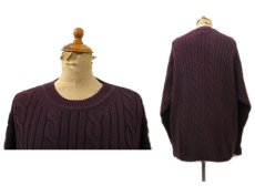 画像2: "DOCKERS-Levi's" Crew Neck Cable Cotton Knit　Burgundy　size M - L (表記 L) (2)