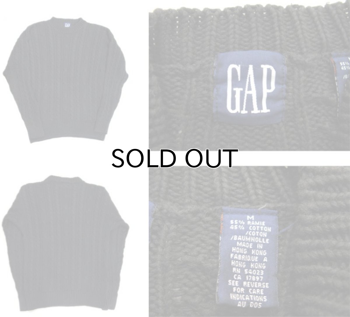 画像3: 1990's OLD "GAP" Crew Neck Cable Sweater Black size M (表記 M) (3)