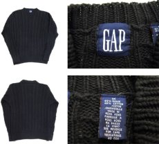 画像3: 1990's OLD "GAP" Crew Neck Cable Sweater　Black　size M (表記 M) (3)