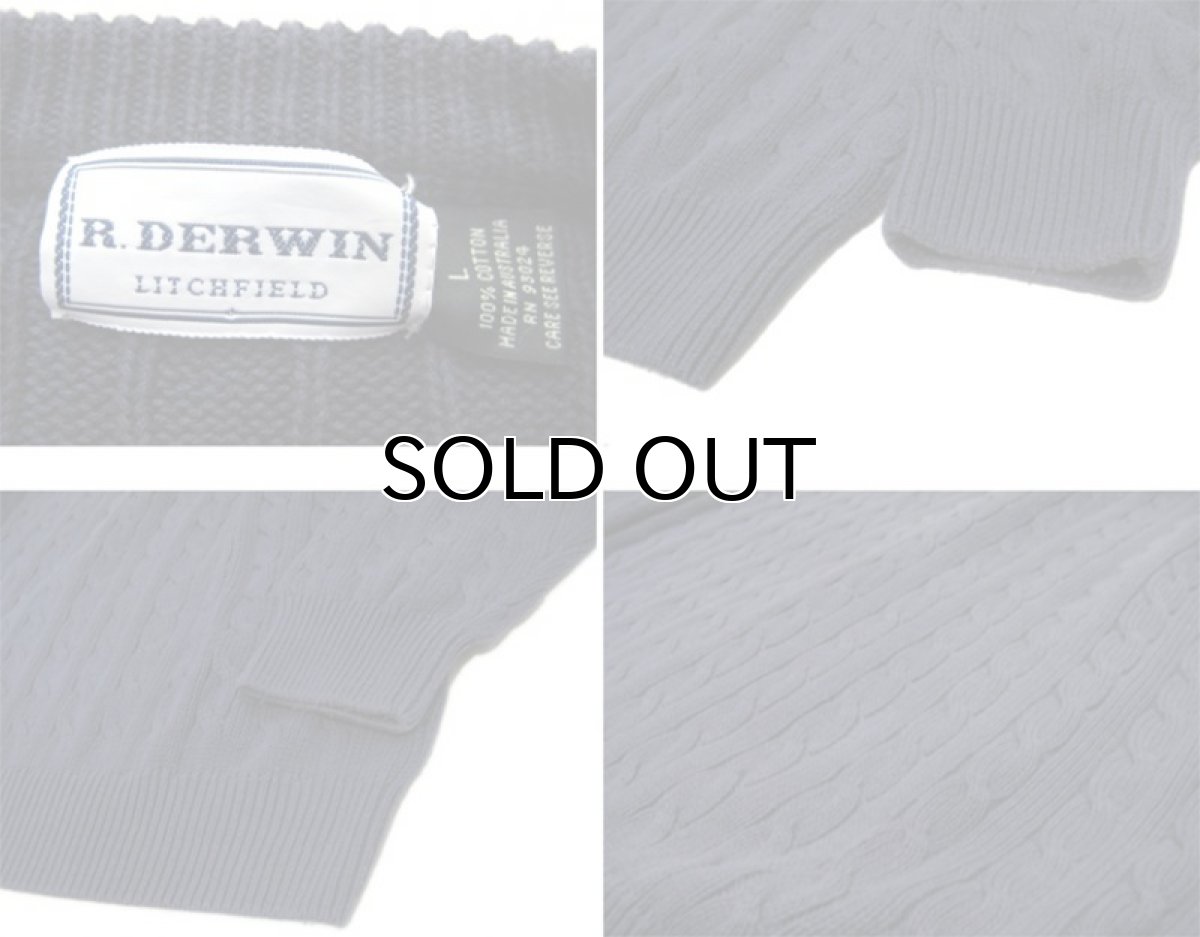 画像4: "R.DERWIN" Crew Neck Cable Cotton Knit Navy size M - L (表記 L) (4)