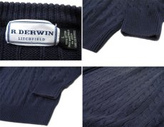 画像4: "R.DERWIN" Crew Neck Cable Cotton Knit　Navy　size M - L (表記 L) (4)