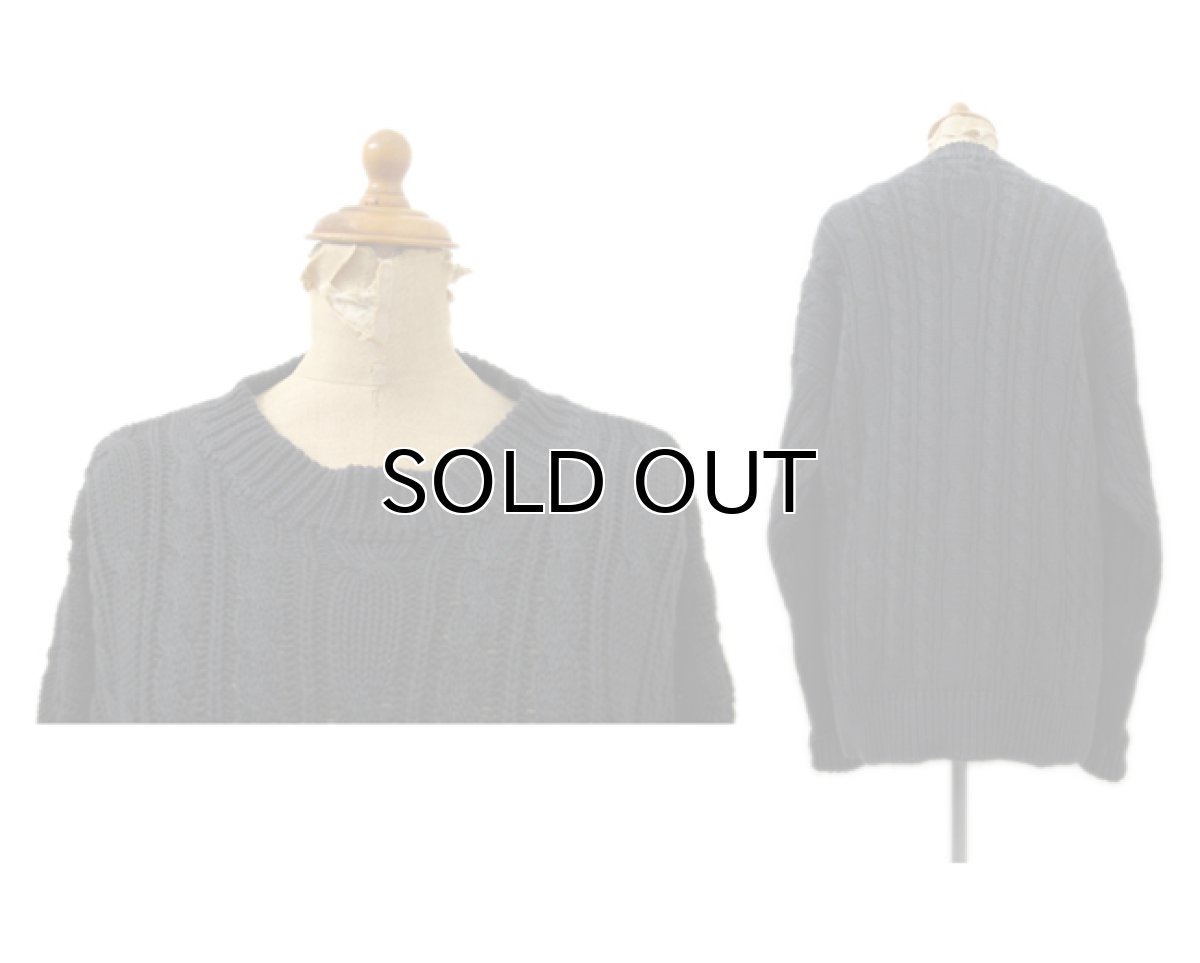 画像2: 1990's OLD "GAP" Crew Neck Cable Sweater Black size M (表記 M) (2)