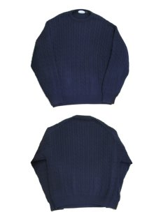 画像3: "R.DERWIN" Crew Neck Cable Cotton Knit　Navy　size M - L (表記 L) (3)