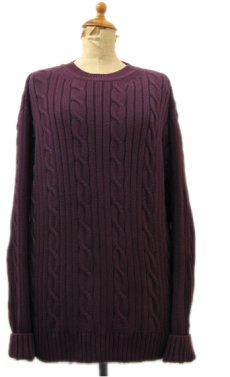 画像1: "DOCKERS-Levi's" Crew Neck Cable Cotton Knit　Burgundy　size M - L (表記 L) (1)