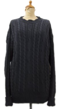 画像1: 1990's OLD "GAP" Crew Neck Cable Sweater　Black　size M (表記 M) (1)
