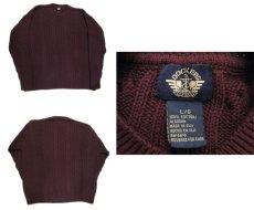 画像3: "DOCKERS-Levi's" Crew Neck Cable Cotton Knit　Burgundy　size M - L (表記 L) (3)