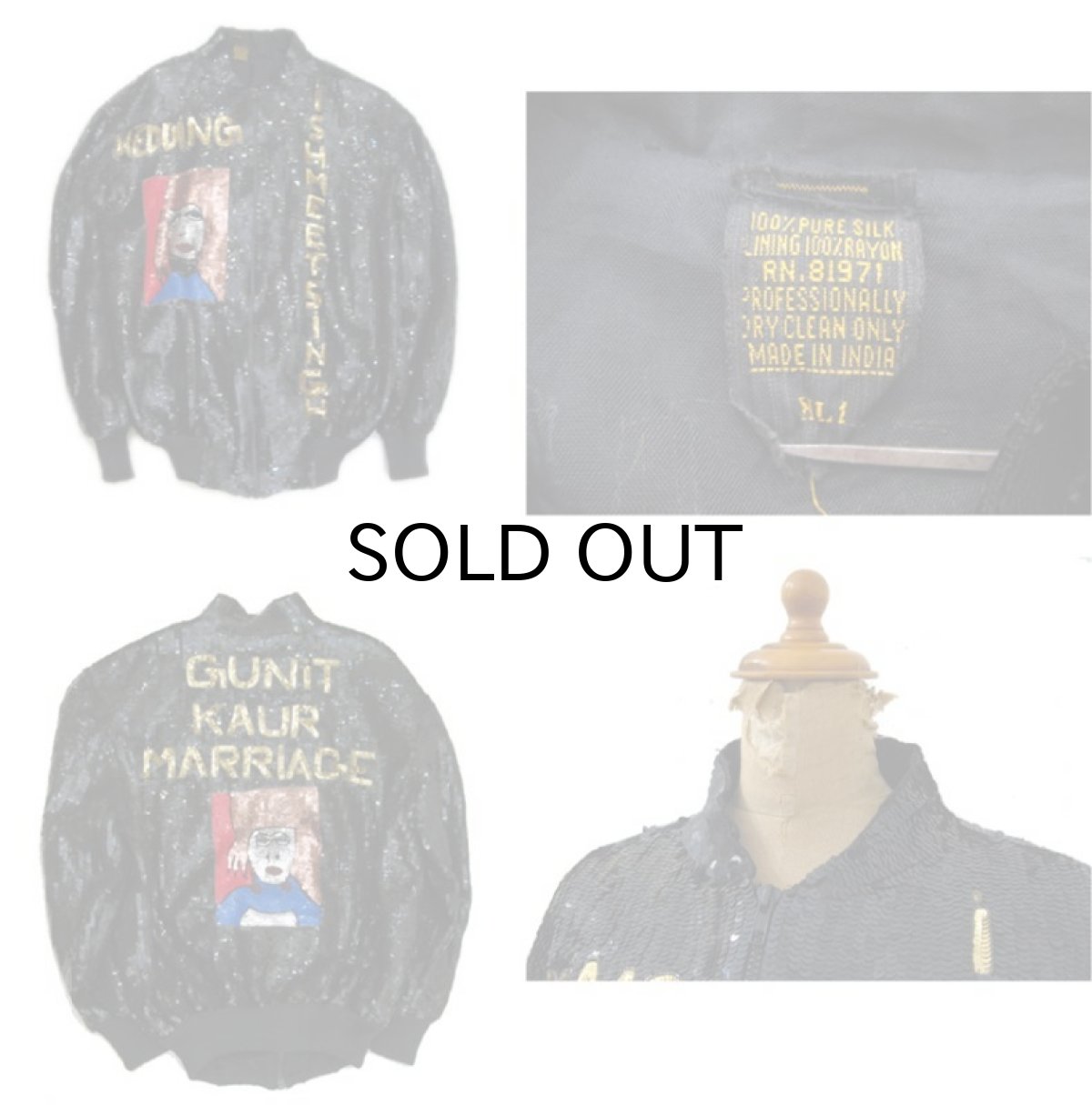 画像2: 1980's Design Spangles Zip Up Jacket Black size L ( 表記 XL ) (2)