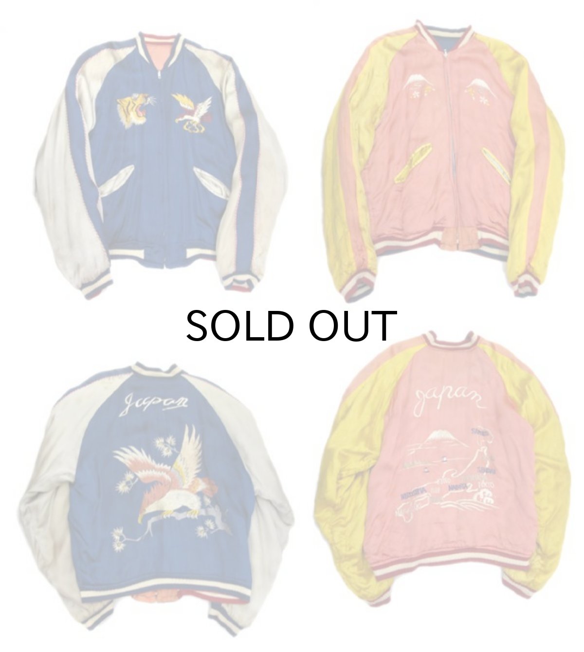 画像6: 1950's "JAPAN" Souvenir Satin Jacket BLUE / Salmon Pink size M  - L (表記 不明) (6)