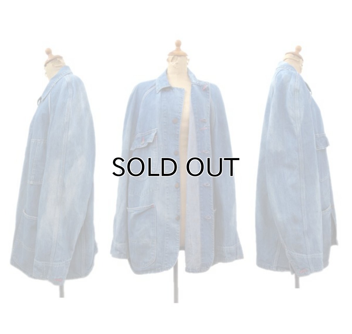 画像2: 1950's COWDEN Raglan Sleeve Denim Worker Coverall　Indigo Blue　size L (表記 不明) (2)