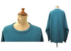 画像2: 1980's~ "Pringle" Lambswool Crew Neck Sweater -made in SCOTLAND-　Emerald Green　size XL (表記 不明) (2)