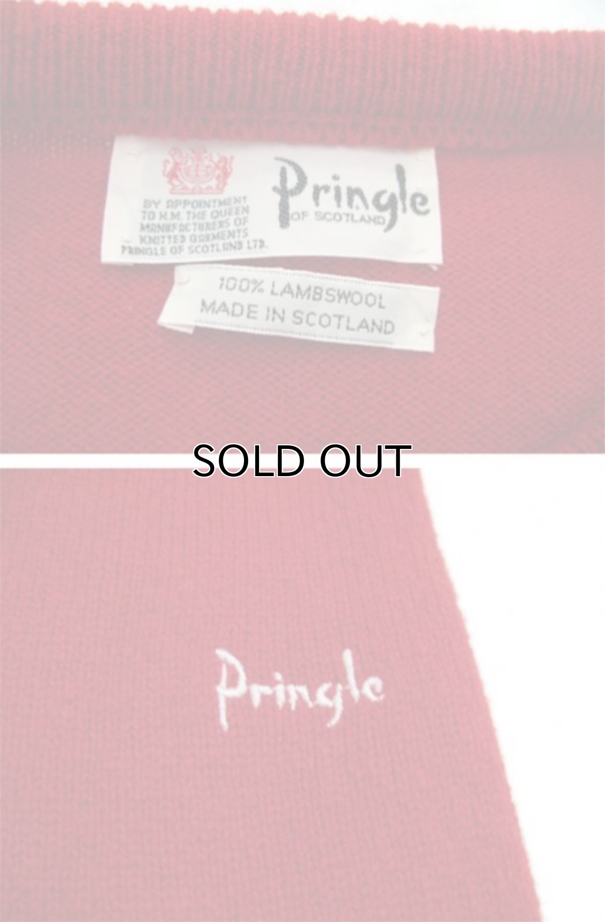 画像3: 1980's~ "Pringle" Lambswool Crew Neck Sweater -made in SCOTLAND-　RED　size XL (表記 不明) (3)